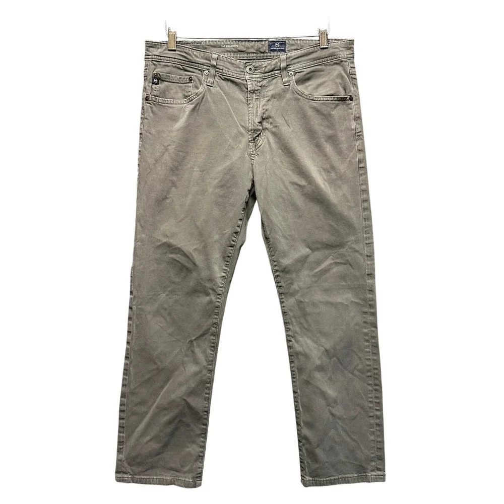 AG Adriano Goldschmied Sud Chino Pants Mens 34x27 Grey Cotton Stretch 1174SUDCVN